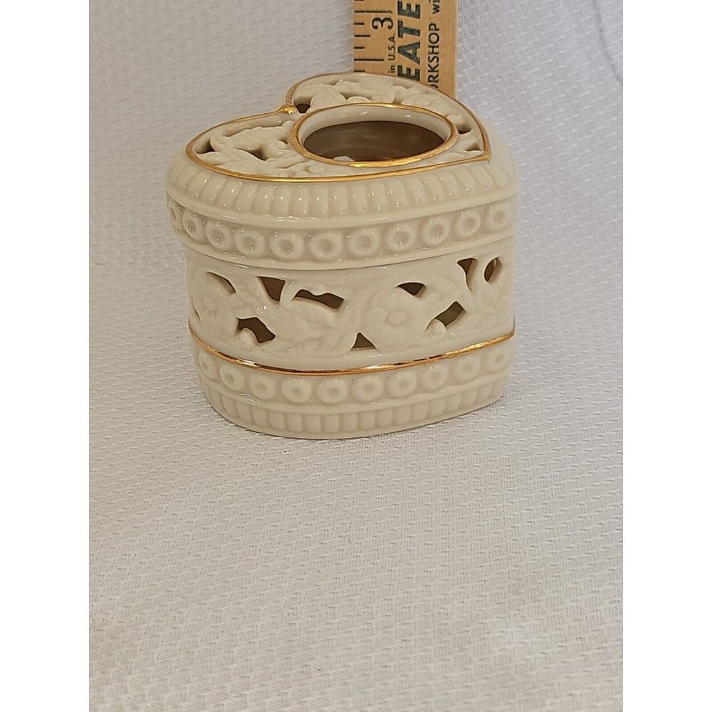 2002 Partylite Thank You From The Heart Tea Light Holder 3" toile gold lined - Picture 6 of 10
